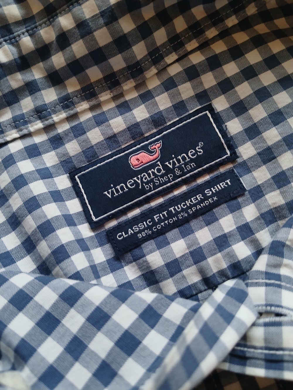 Men's Vineyard Vines Blue and White Gingham Button-Down Shirt 2XL - Picture 2 of 9